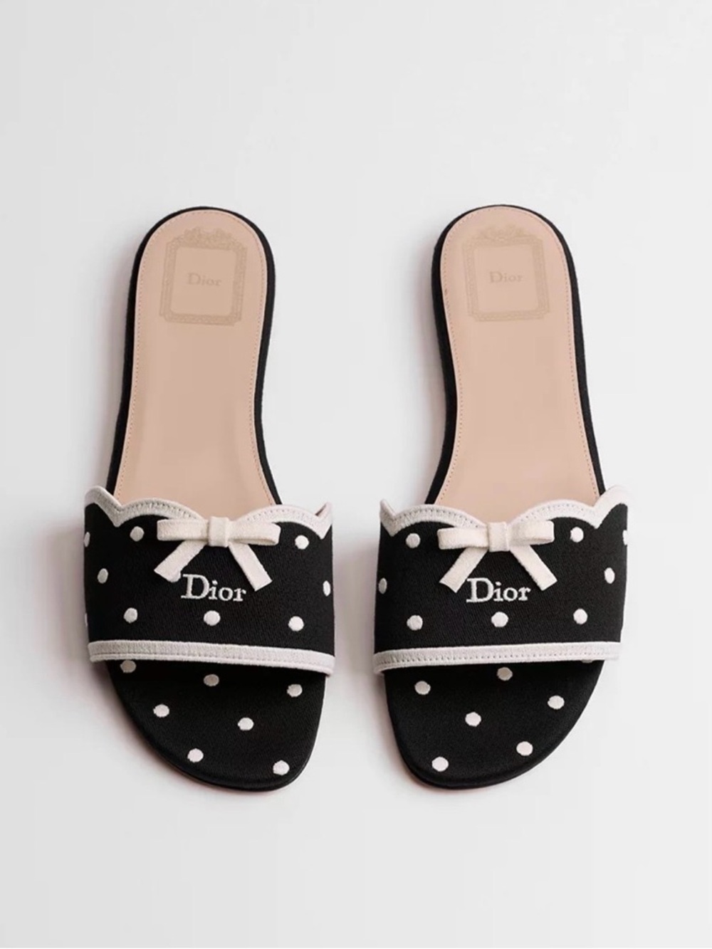 Dior Black and White Polka Dot Slide Mules